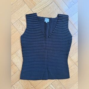 Giorgio Armani Blue Ribbed Sleeveless Tank Top